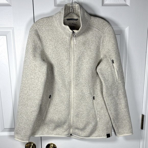 LL Bean Sweater Fleece Jacket Womens Medium Black Full Zip Hiking 279684 - Picture 1 of 10